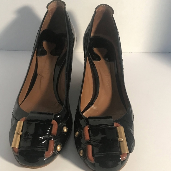Chloe black wedge shoes vintage. Size 7.5 - Picture 3 of 12